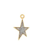 Pendant étoile en métal couleur or, émaillée paillettes argent