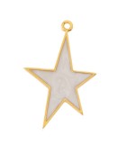 Pendentif étoile de 36mm en métal couleur or, émaillée nacre
