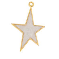 Pendentif étoile de 36mm en métal couleur or, émaillée nacre