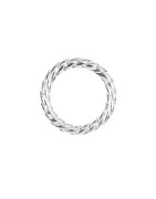 Anneau rond twisté de 20mm en métal plaqué argent 10 microns blanc brillant