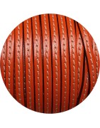 Cuir plat couture de 5mm orange satiné en vente au cm