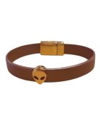 Passant tête d'extraterrestre couleur or pour cuir plat de 10mm