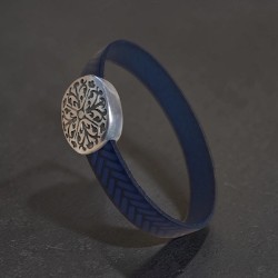 Fermoir magnetique ovale  gravé mandala pour cuir plat de 10mm