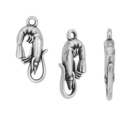 Crevette de 23mm en métal placage argent