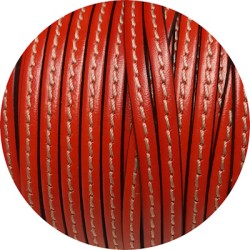 Cuir plat couture de 5mm orange soutenu en vente au cm