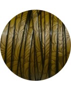 Cuir plat de 5mm fantaisie avec relief floral pistache en vente au cm