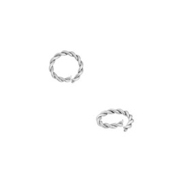 Lot de 10 anneaux ronds twistés de 8mm en laiton placage argent
