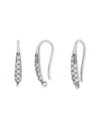 Boucle d'oreille design avec strass et une accroche en métal placage argent