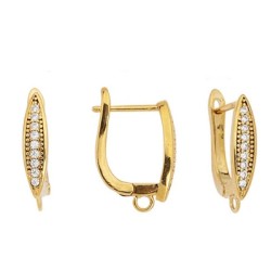 Boucle d'oreille avec une rangée de strass  et une accroche couleur or