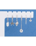 Boucle d'oreille ronde avec 3 accroches en métal placage argent