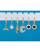 Boucle d'oreille en forme de goutte avec 3 accroches en métal placage argent