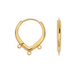 Boucle d'oreille en forme de goutte avec trois accroches en métal couleur or