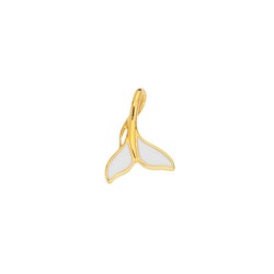 Pendentif queue de poisson émaillée blanc en métal couleur or