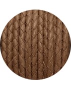 Cordon de cuir rond tresse 3mm taupe-vente au cm