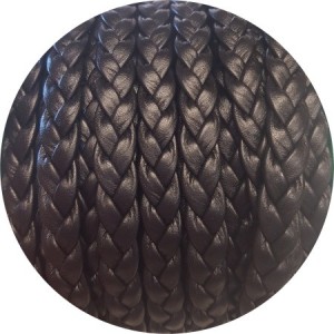 Cuir plat tressé de 7mm noir en vente au cm