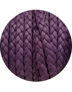 Cuir plat tressé de 7mm lilas vendu au mètre
