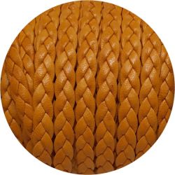 Cuir plat tressé de 7mm jaune moutarde en vente au cm