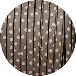 Cuir plat de 3mm imprimé pois blancs sur fond vert en vente au cm
