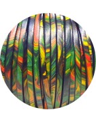 Cuir plat 3mm fantaisie imprimé graffiti vert en vente au cm