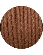 Cordon de cuir rond tresse 3mm couleur camel en vente au cm