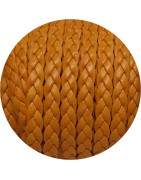 Cordon de cuir plat tresse 5mm jaune moutarde en vente au cm