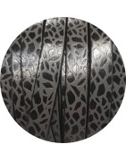 Cuir plat 10mm fantaisie imprimé motifs noirs et gris en vente au cm
