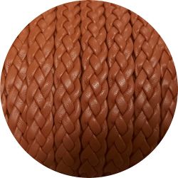 Cordon de cuir plat tresse 10mm marron camel en vente au cm