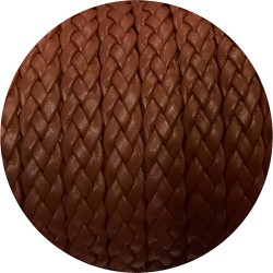 Cordon de cuir plat tresse 10mm marron version 2 en vente au cm