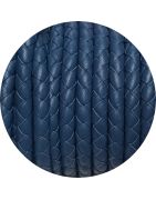 Cordon de cuir rond tressé de 5mm bleu gris en vente au cm