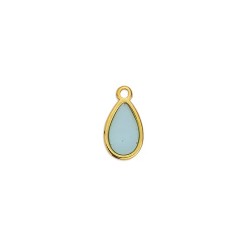 Pendentif goutte de 15mm en métal couleur or émaillé transparent ciel