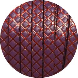 Cuir plat vintage aubergine de 5mm hachures rouges métal en vente au cm