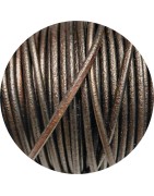 Cordon de cuir rond bronze métallique-3mm-Espagne