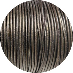 Cordon de cuir rond bronze métallique-2mm-Espagne