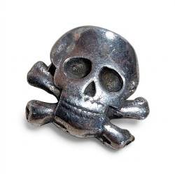 Passant tête de mort pour cuir plat de 6mm