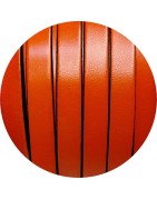 Cuir plat orange satiné de 10mm en vente au cm