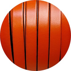 Cuir plat orange satiné de 10mm en vente au cm