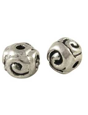 Sachet de 10 Perles rondes 4 spirales couleur argent tibetain-5.5mm