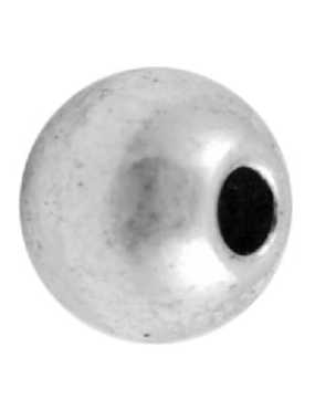 Sachet de 10 perles rondes lisses et pleines en metal couleur argent tibetain-6mm