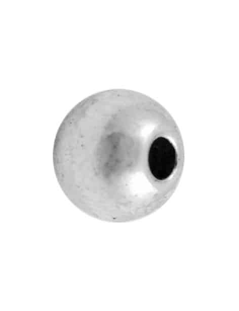 Sachet de 10 perles rondes lisses et pleines en metal couleur argent tibetain-6mm
