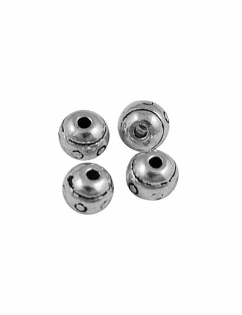 Sachet de 10 perles rondes gravees cercles couleur argent tibetain-5.5mm