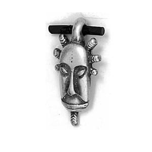 Pampille ou pendentif masque africain placage argent-36mm