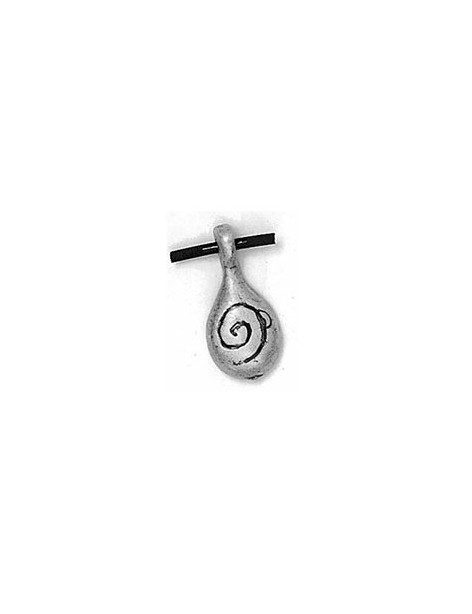 Pampille goutte spirale placage argent-27mm