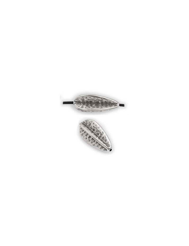 Grosse perle ovoide en croix placage argent-35mm