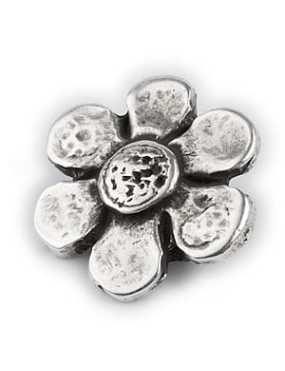 Passant fleur en metal placage argent-23mm
