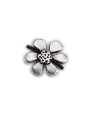 Perle fleur en metal placage argent-29mm