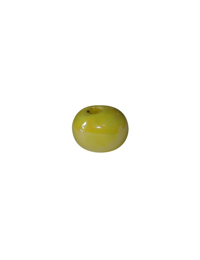 Perle ronde en ceramique de couleur jaune-12mm