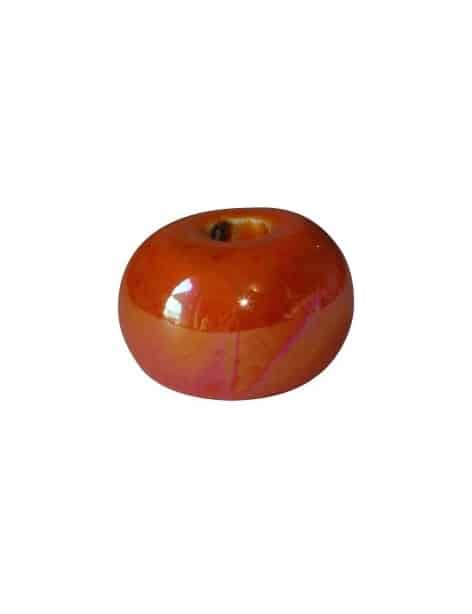 Perle ceramique ronde couleur mandarine-12mm