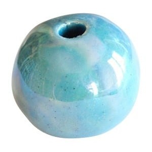 Grosse perle ronde en ceramique de couleur bleue-26mm