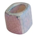 Perle tube en ceramique a gros trou tricolores-17mm