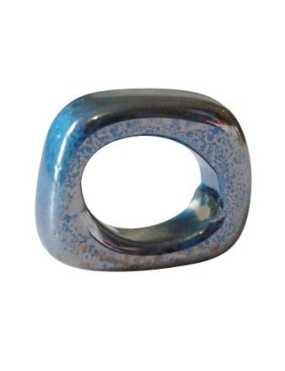 Perle intercalaire en ceramique bleue mouchetee-18mm